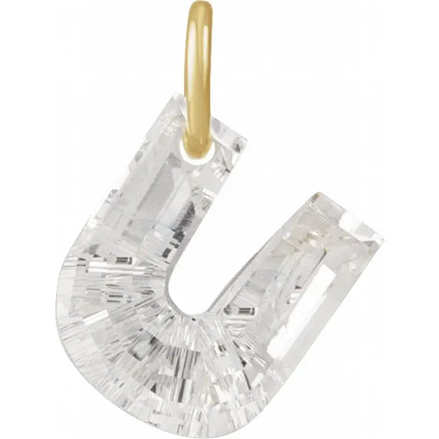 Diamond pendant shaped like the letter 'U' on a white background