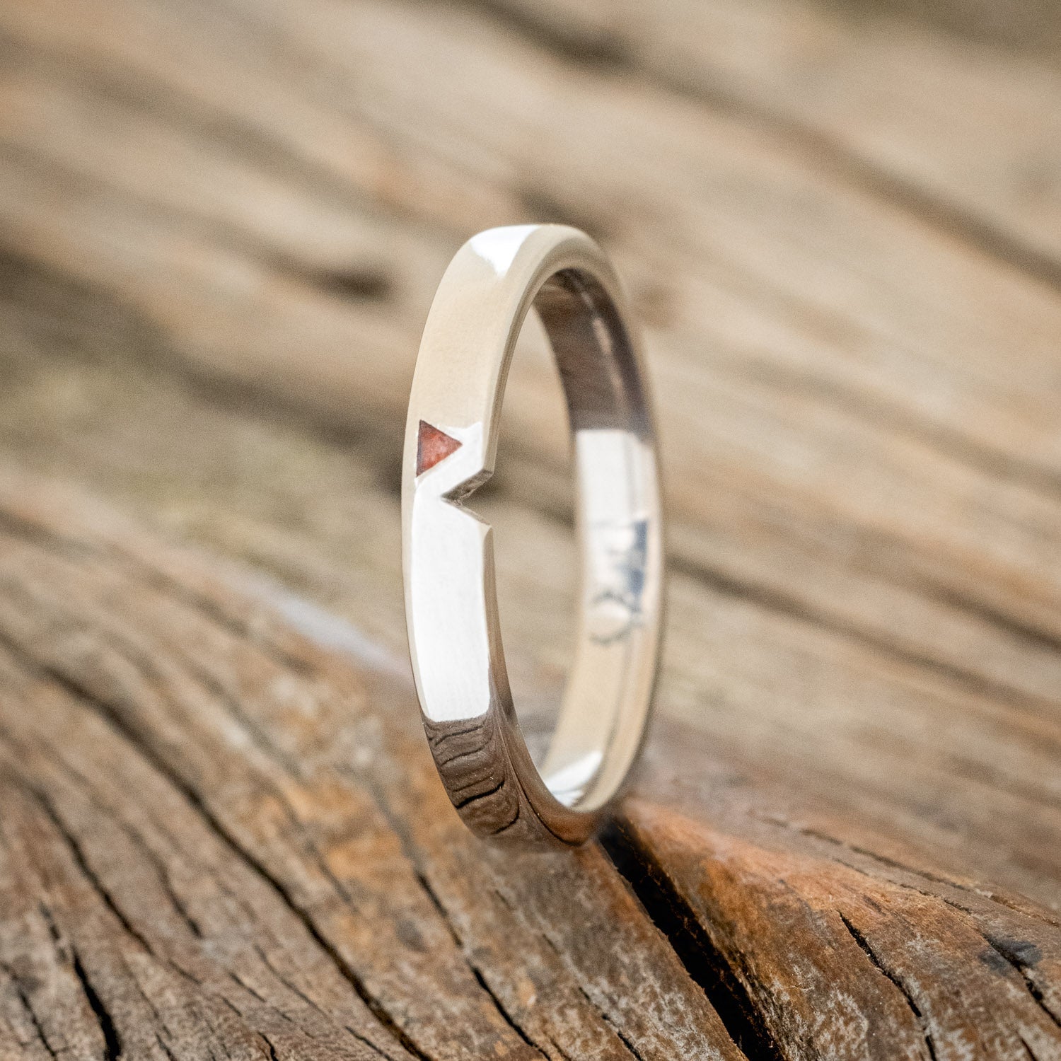 "VALENTINO" - RUBY OPAL FILLED TRIANGLE WEDDING BAND-1