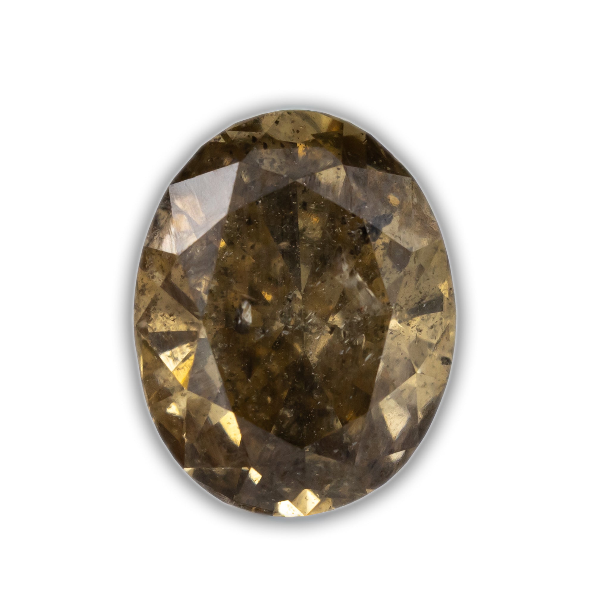 An oval champagne diamond on a white background