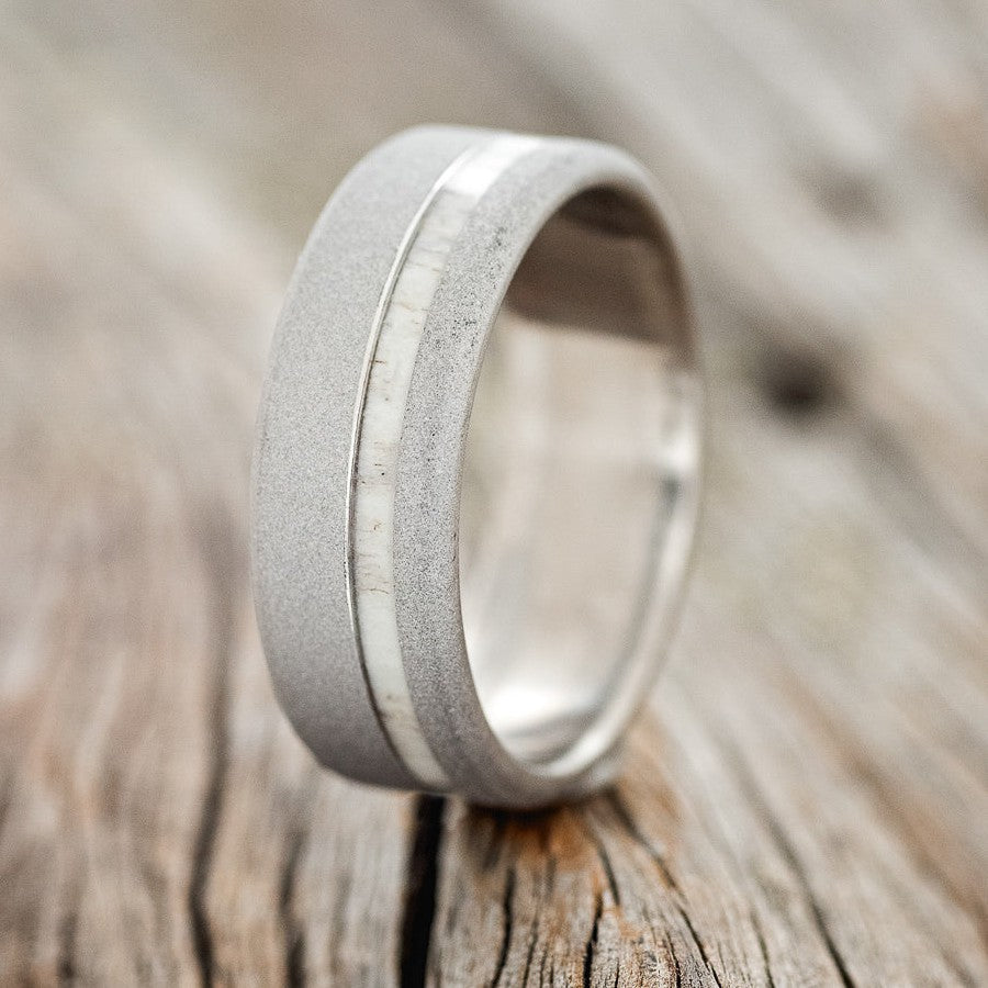 "VERTIGO" - ANTLER WEDDING BAND WITH SANDBLASTED FINISH-1