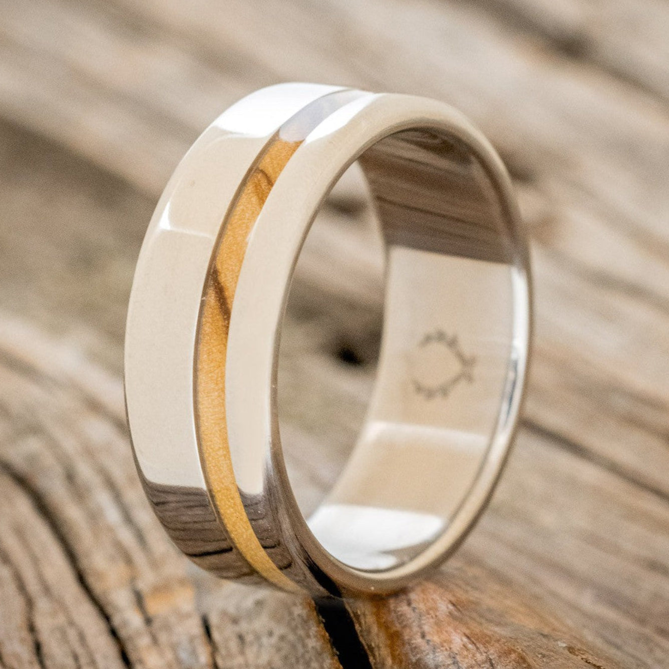 "VERTIGO" - BETHLEHEM OLIVE WOOD WEDDING BAND-1