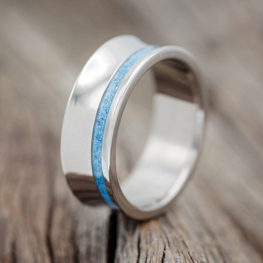 "VERTIGO" - CONCAVE TURQUOISE WEDDING BAND-1