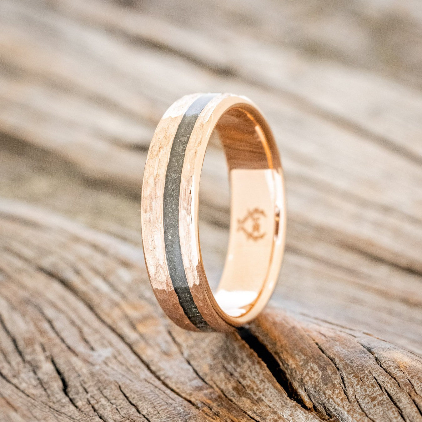 "VERTIGO" - HAMMERED PYRITE WEDDING BAND-1