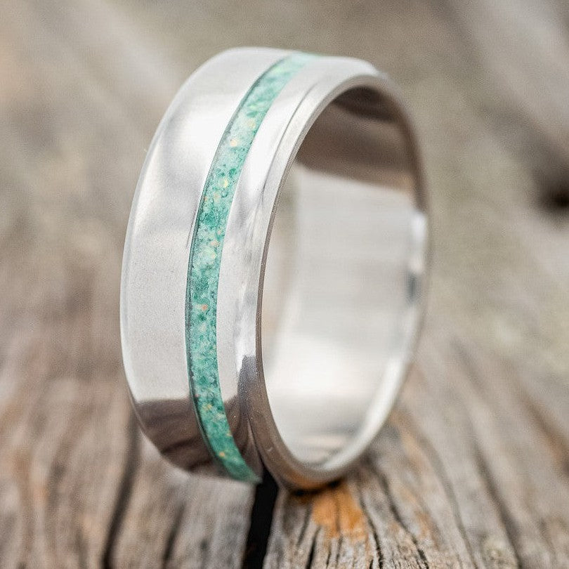 "VERTIGO" - MALACHITE & OPAL MIXED INLAY WEDDING BAND-1