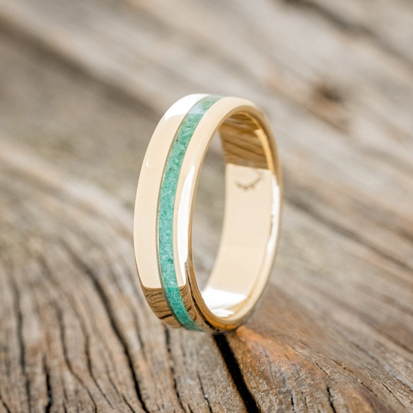 "VERTIGO" - MALACHITE WEDDING RING FEATURING A 14K GOLD BAND-1