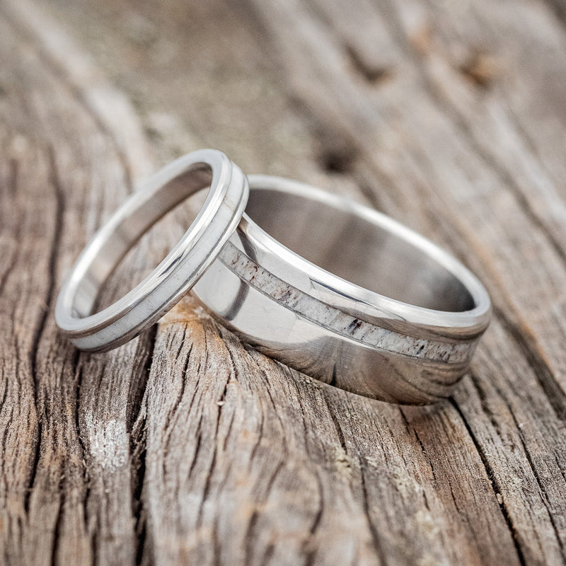 "VERTIGO" - MATCHING SET OF ANTLER WEDDING BANDS-1