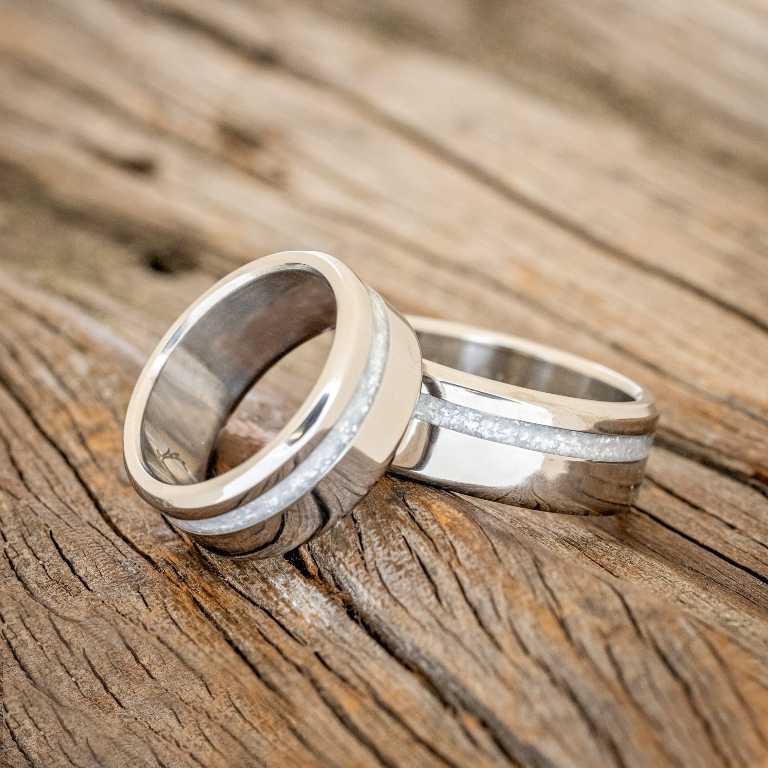 "VERTIGO" - MATCHING SET OF DIAMOND DUST WEDDING RINGS-1