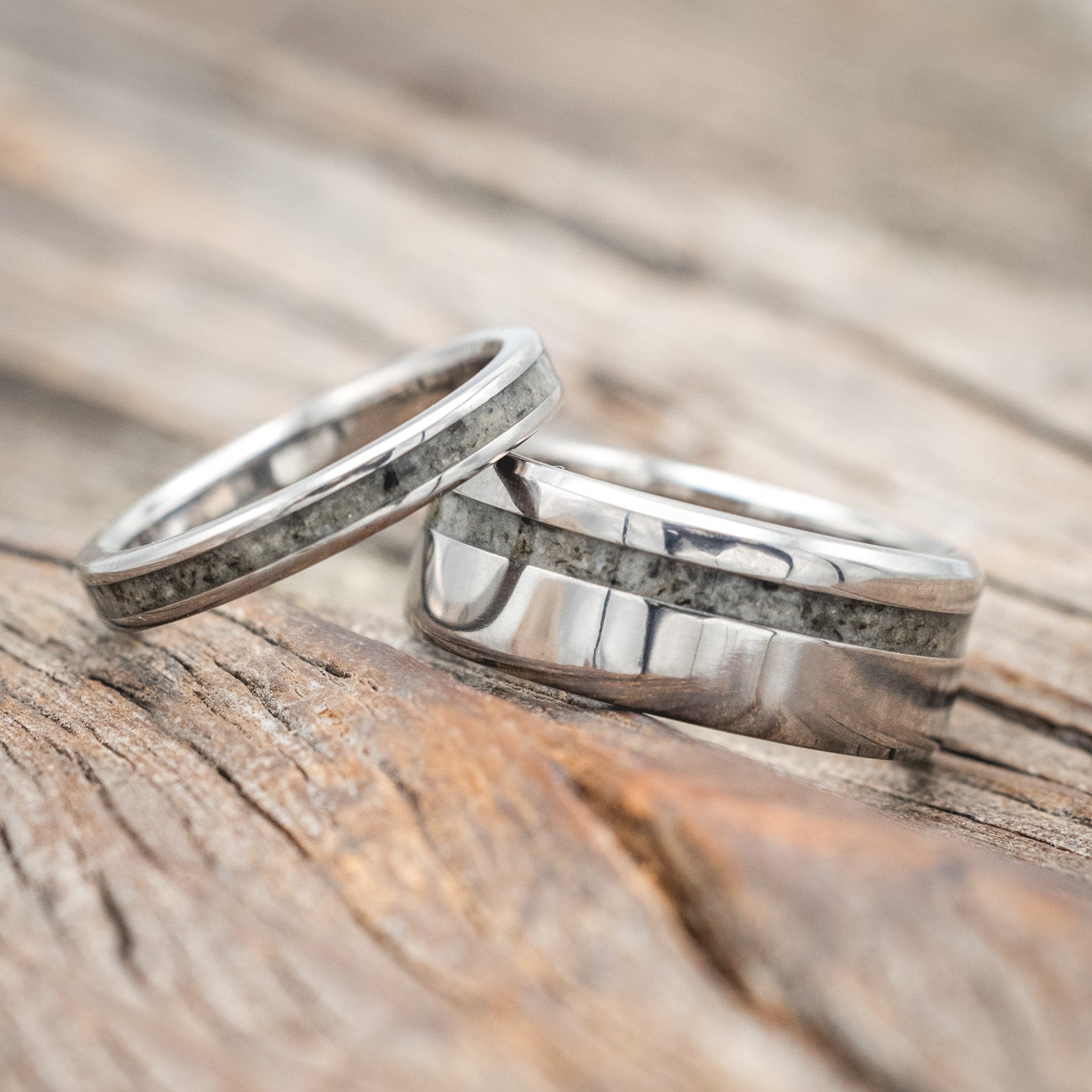"VERTIGO" - MATCHING SET OF MOONSTONE WEDDING BANDS-Staghead Designs