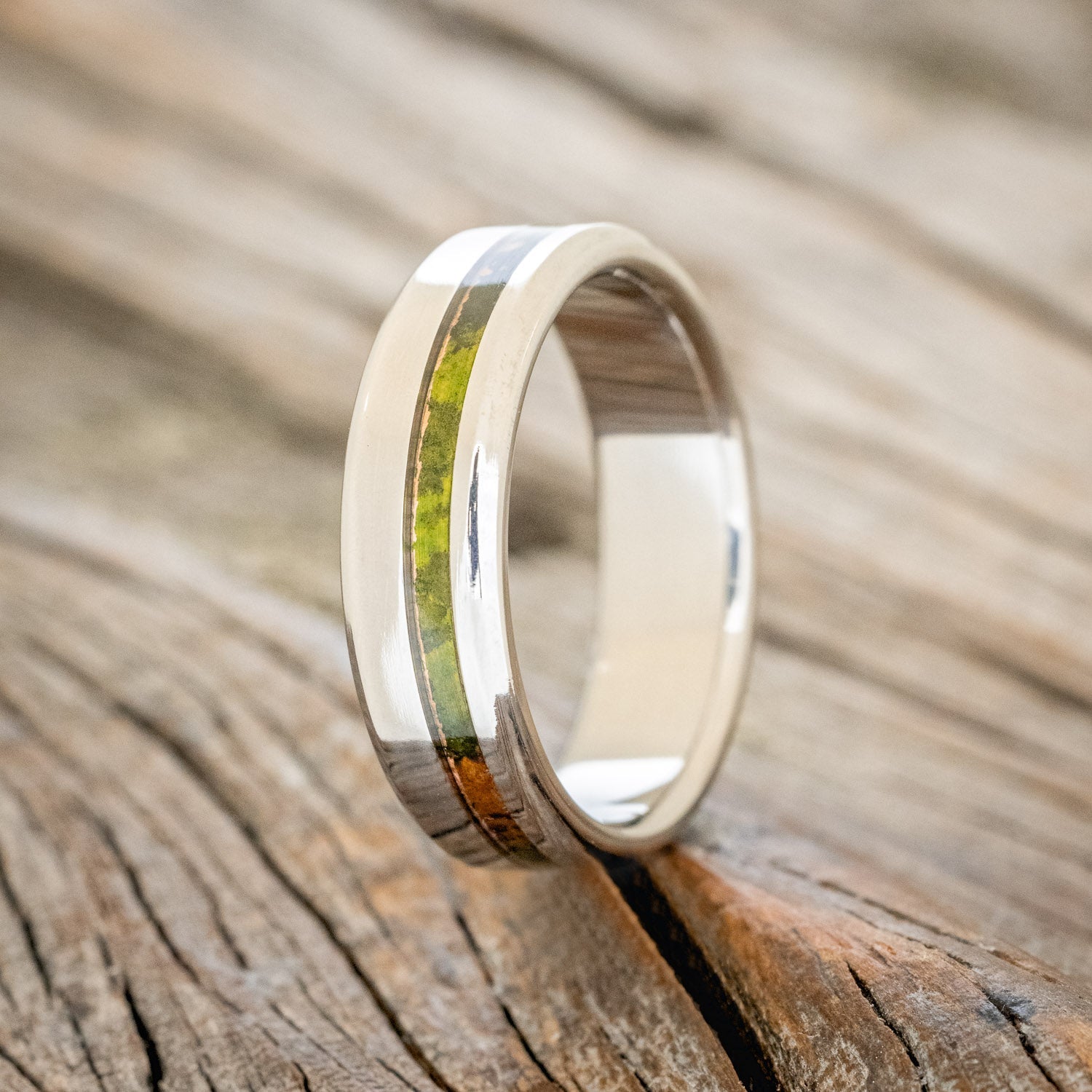 "VERTIGO" - MOSSY PATINA COPPER WEDDING BAND-1