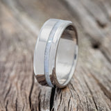 "VERTIGO" - MOTHER OF PEARL WEDDING BAND - TITANIUM - SIZE 5-1