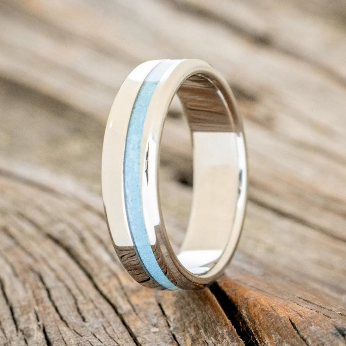 "Vertigo" - Turquoise Inlay Wedding Band - Titanium (6mm) - Size 9 1/2-Staghead Designs