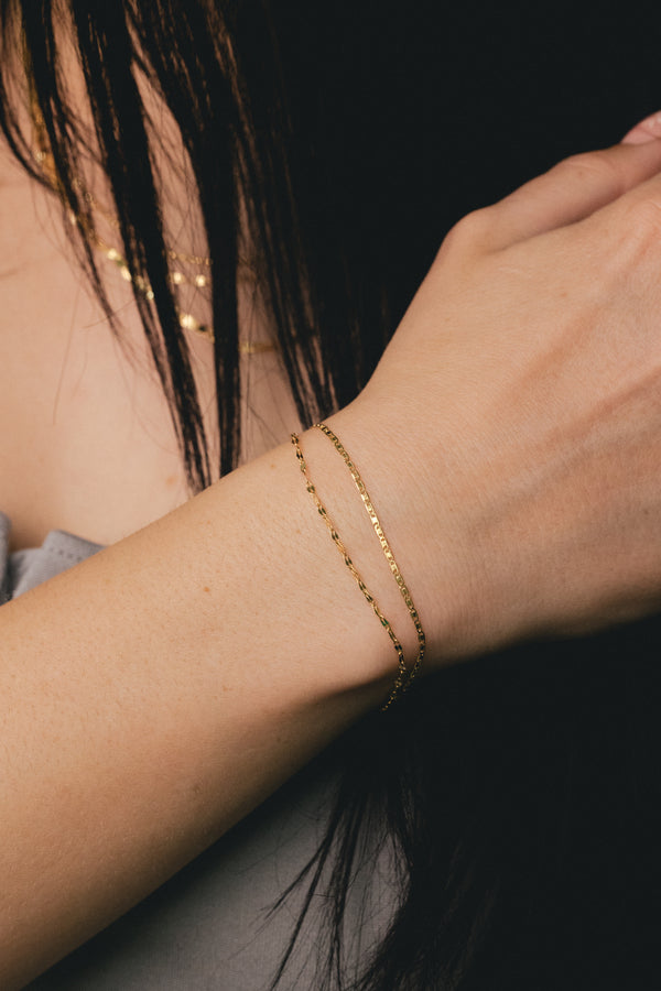 VALENTIONO & HAMMERED FORZENTINA LAYERED BRACELET IN 14K YELLOW GOLD-5