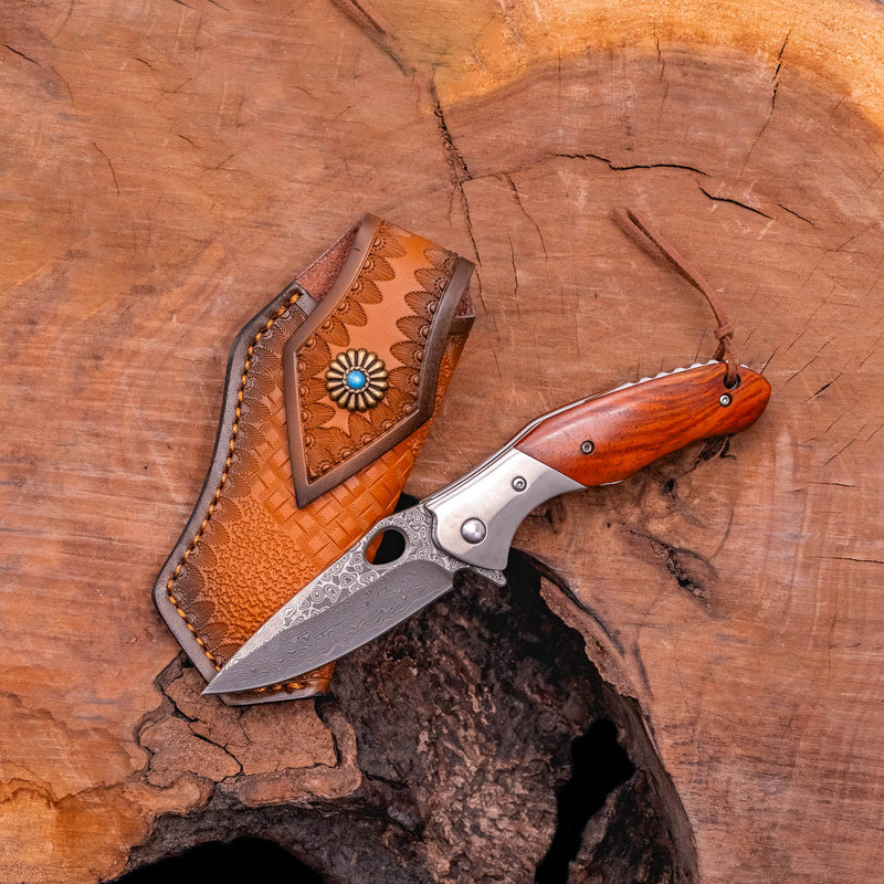 CUSTOM SANDALWOOD & DAMASCUS STEEL KNIFE