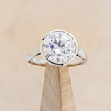 "EDITH" - SOLITAIRE BEZEL SET MOISSANITE ENGAGEMENT RING WITH DIAMOND ACCENTS-1