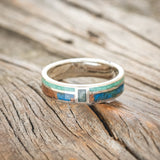 "BOWER" - PATINA COPPER, MALACHITE & MOSS AGATE WEDDING BAND