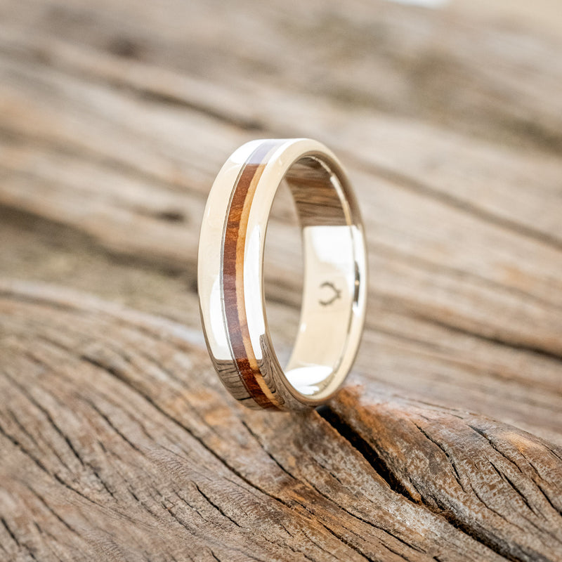 "CASTOR" - OLIVE WOOD & REDWOOD WEDDING BAND-4