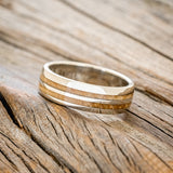 "COSMO" - DOMED WHISKEY BARREL OAK WEDDING RING-2