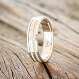 "DYAD" - ANTLER & HAMMERED 14K GOLD INLAY WEDDING BAND-1