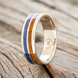 "RAPTOR" - LAPIS & REDWOOD WEDDING BAND - 14K WHITE GOLD (6MM) - SIZE 11-1