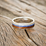 "RAINIER" - MOTHER OF PEARL, LAPIS LAZULI & KOA WOOD WEDDING BAND-3