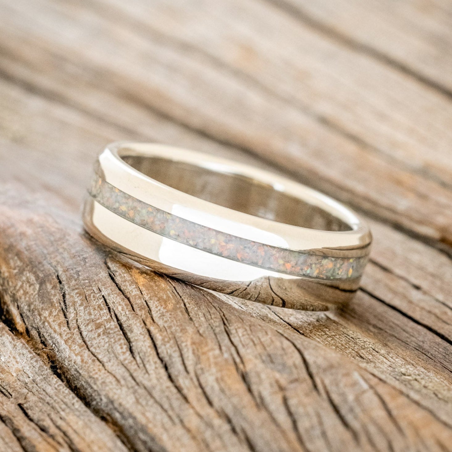 "VERTIGO" - FIRE & ICE OPAL WEDDING BAND-14