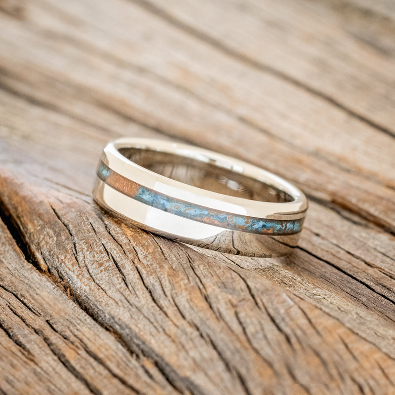 "VERTIGO" - OFFSET PATINA COPPER WEDDING BAND