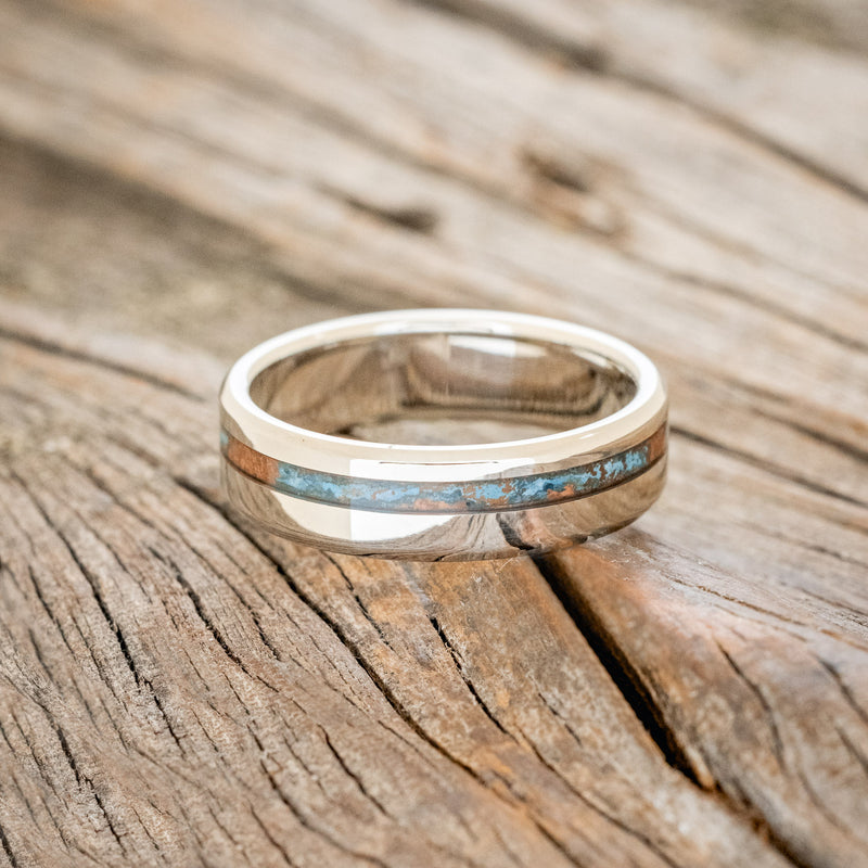 "VERTIGO" - OFFSET PATINA COPPER WEDDING BAND