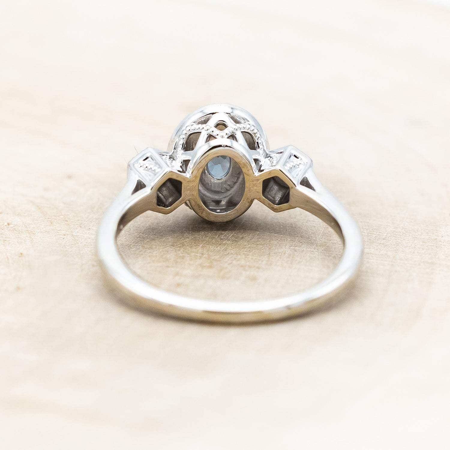 "AMELIA" - OVAL LAB-GROWN ALEXANDRITE ENGAGEMENT RING WITH DIAMOND HALO & ACCENTS-Staghead Designs