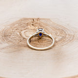 "ANNORA" - PEAR SHAPED LAB-GROWN BLUE SAPPHIRE ENGAGEMENT RING WITH BLACK & WHITE DIAMOND ACCENTS