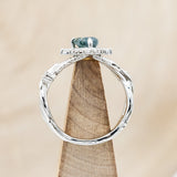 "ARTEMIS ON THE VINE DIVINE" - PEAR CUT MOSS AGATE ENGAGEMENT RING WITH DIAMOND ACCENTS & A "BRIAR" TRACER