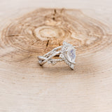 "ARTEMIS ON THE VINE DIVINE" - PEAR ENGAGEMENT RING WITH DIAMOND ACCENTS & A BRANCH-STYLE BAND-5