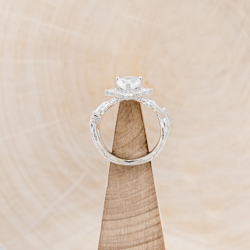 "ARTEMIS ON THE VINE DIVINE" - PEAR ENGAGEMENT RING WITH DIAMOND ACCENTS & A BRANCH-STYLE BAND-9