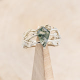 "ARTEMIS ON THE VINE" - KITE CUT MOSS AGATE ENGAGEMENT RING WITH DIAMOND ACCENTS & "BRIAR" BRANCH-STYLE TRACER-19