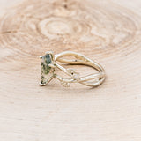 "ARTEMIS ON THE VINE" - KITE CUT MOSS AGATE ENGAGEMENT RING WITH DIAMOND ACCENTS & "BRIAR" BRANCH-STYLE TRACER-28