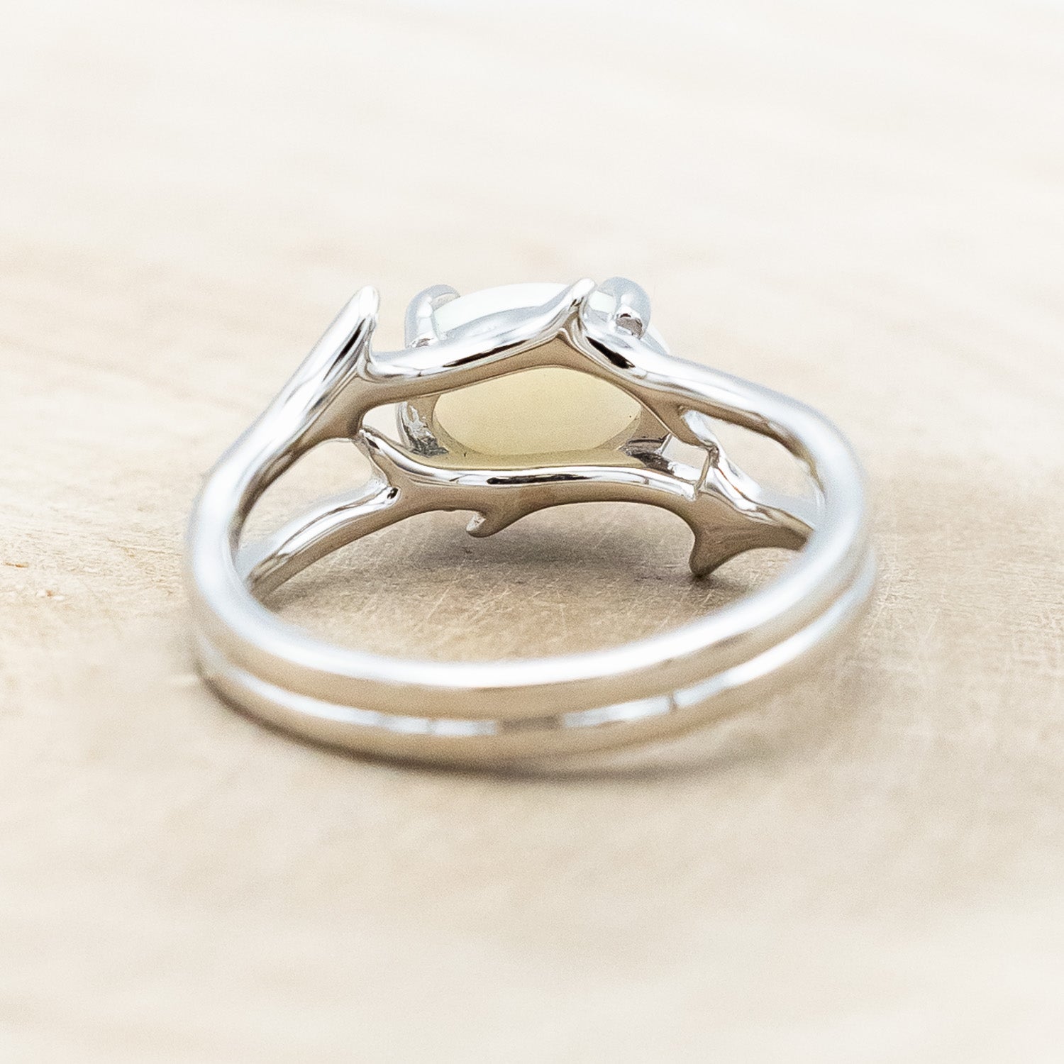 "ARTEMIS" - OVAL OPAL ENGAGEMENT RING WITH AN ANTLER STYLE BAND-Staghead Designs
