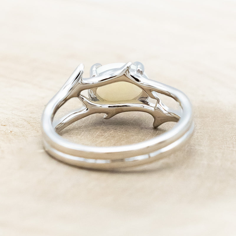 "ARTEMIS" - OVAL OPAL ENGAGEMENT RING WITH AN ANTLER STYLE BAND