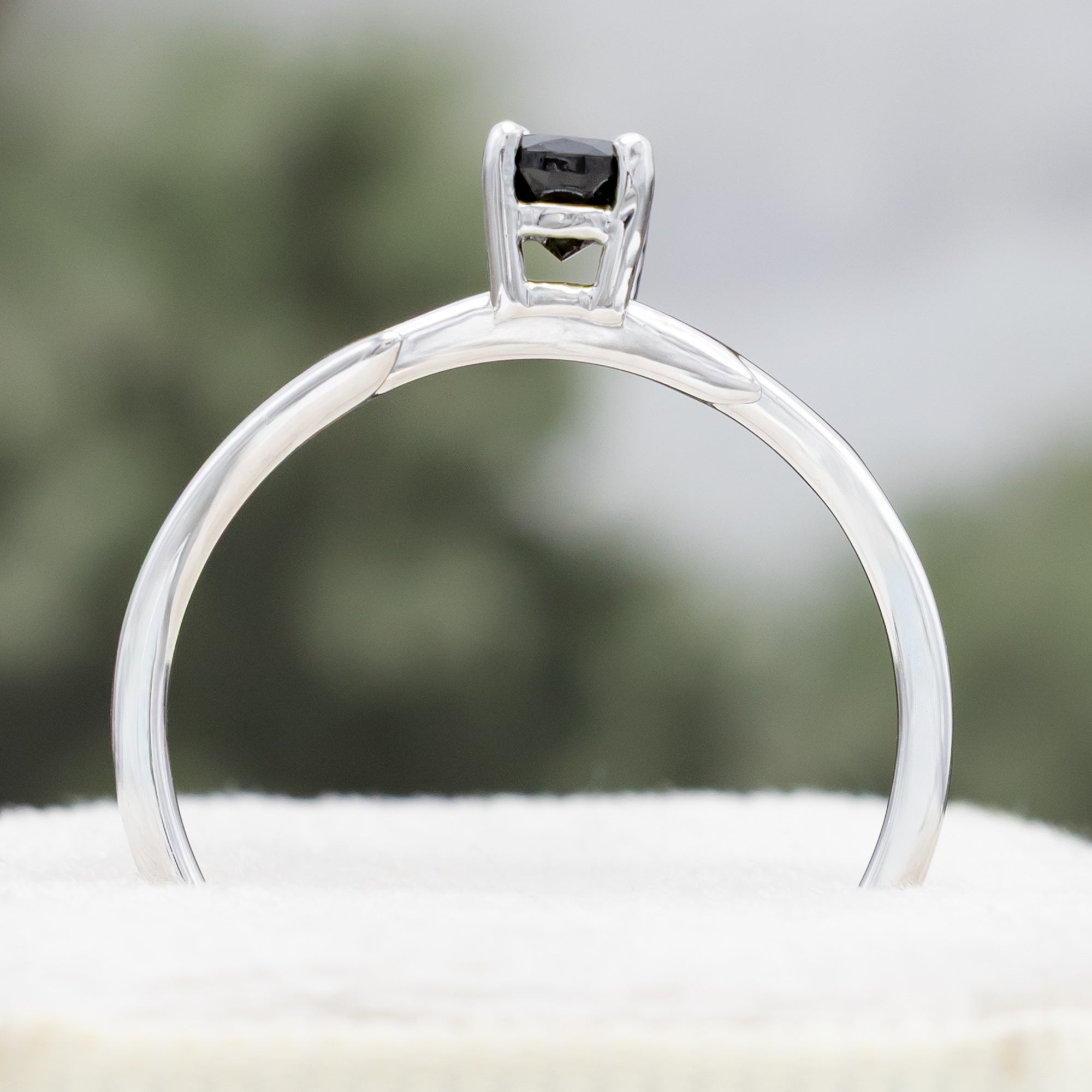 "ARTEMIS" - PEAR CUT GREEN TOURMALINE ENGAGEMENT RING WITH AN ANTLER-STYLE STACKING BAND AND DIAMOND ACCENT-Staghead Designs