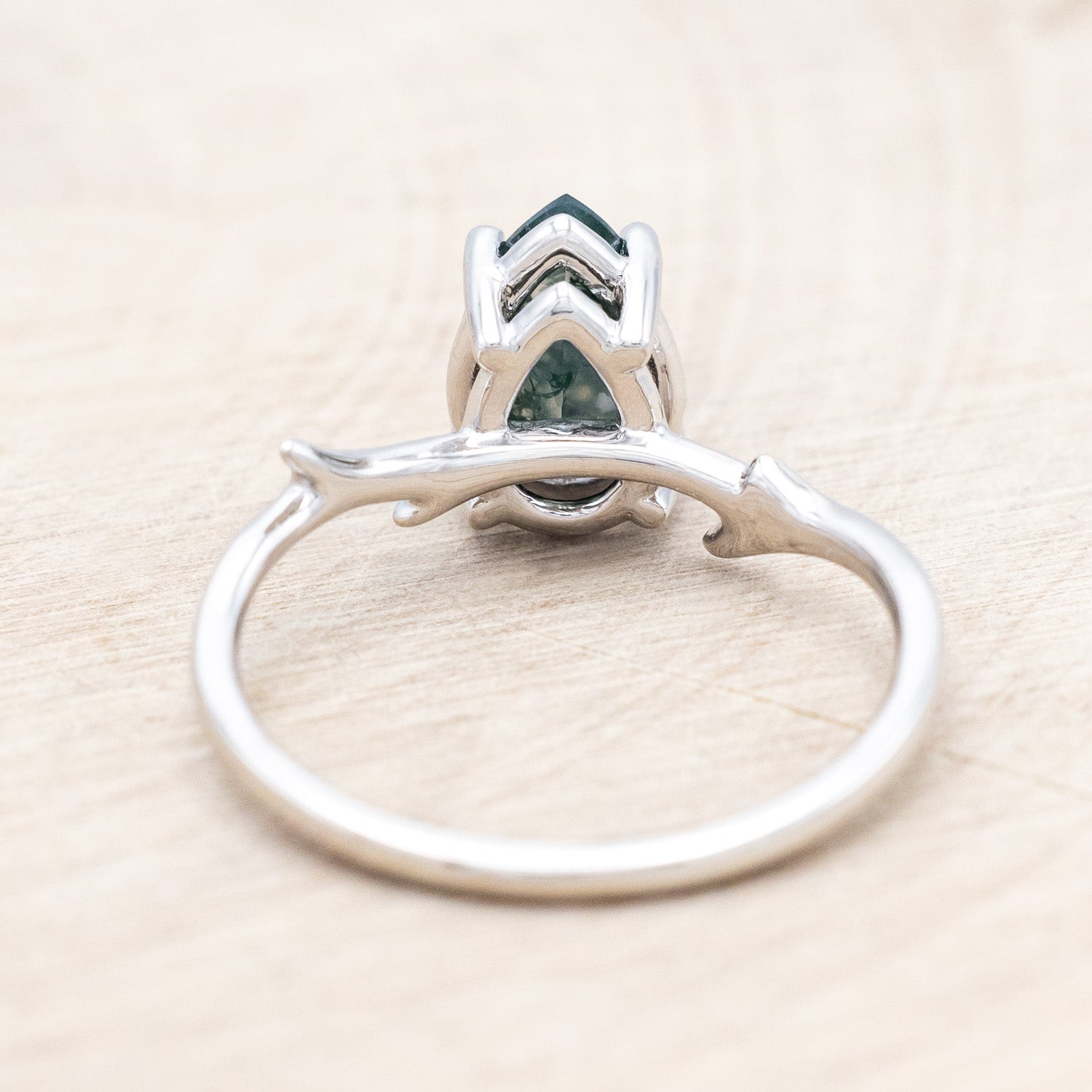 "ARTEMIS" - PEAR CUT MOSS AGATE ENGAGEMENT RING-Staghead Designs