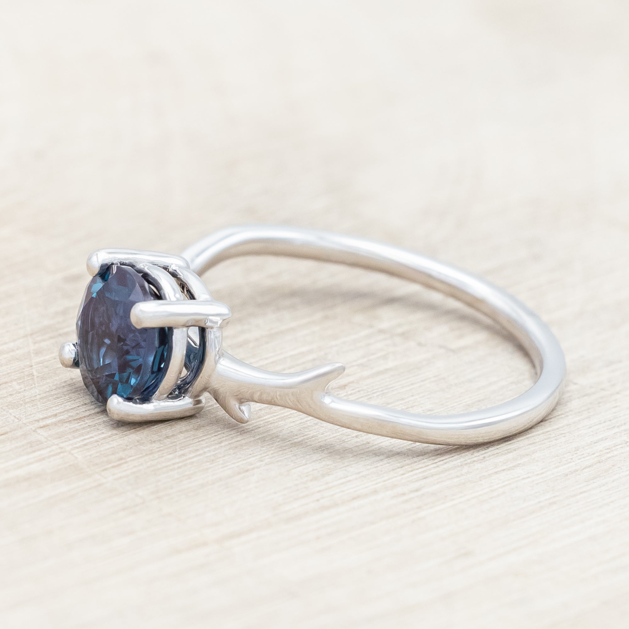 "ARTEMIS" - ROUND CUT ENGAGEMENT RING WITH AN ANTLER-STYLE STACKING BAND-Staghead Designs