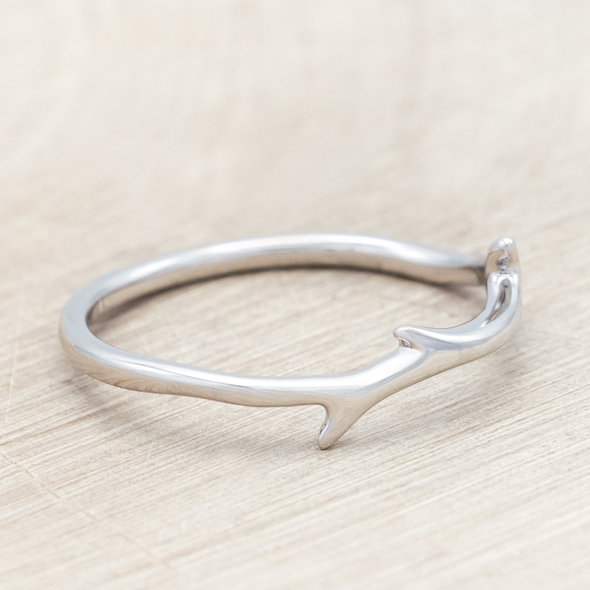 "ARTEMIS" - ROUND CUT ENGAGEMENT RING WITH AN ANTLER-STYLE STACKING BAND-Staghead Designs