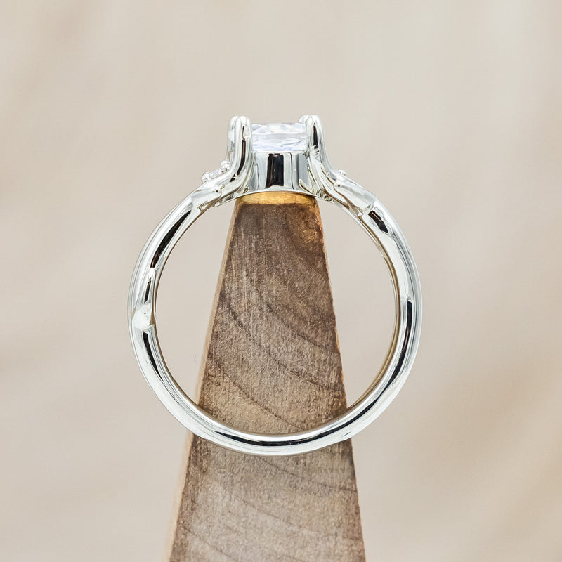 "ARTEMIS" - ROUND CUT MOONSTONE ENGAGEMENT RING WITH ANTLER-STYLE BAND & DIAMOND ACCENTS