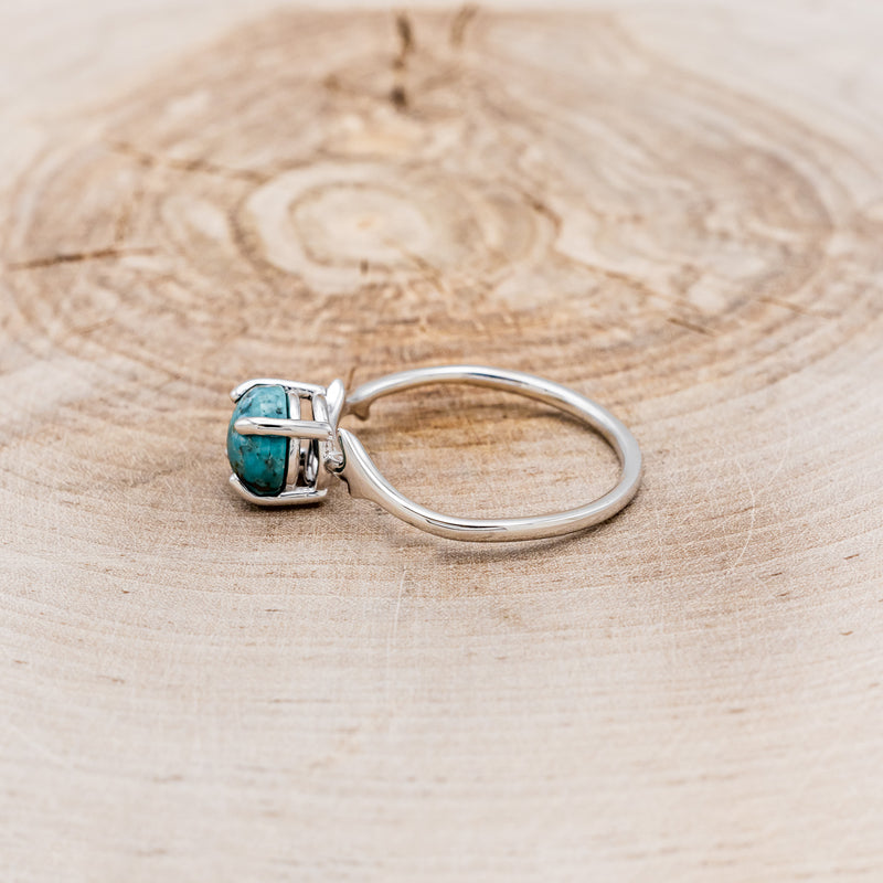 "ARTEMIS" - ROUND CUT TURQUOISE ENGAGEMENT RING WITH AN ANTLER-STYLE STACKING BAND