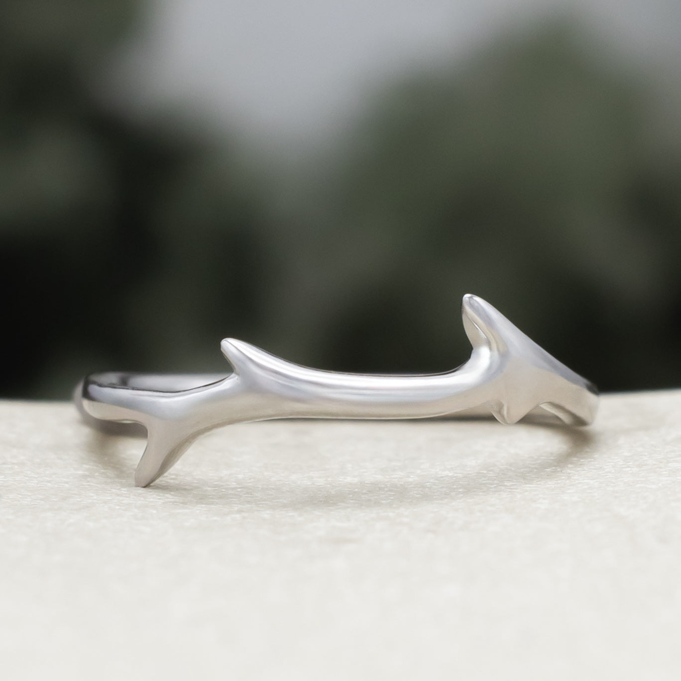 "Artemis" - Round Cut Moissanite Engagement Ring With An Antler Style Stacking Band