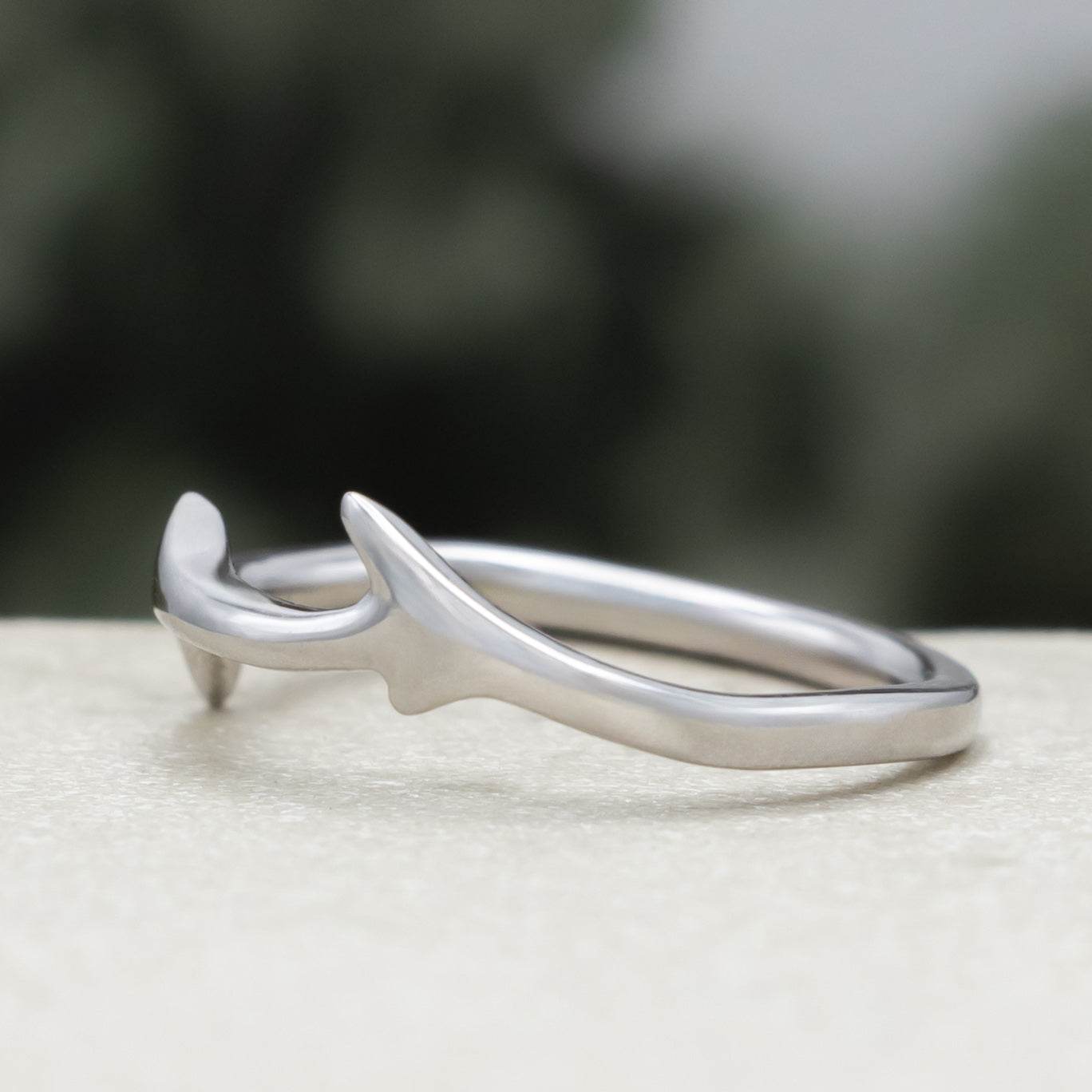 "Artemis" - Round Cut Moissanite Engagement Ring With An Antler Style Stacking Band