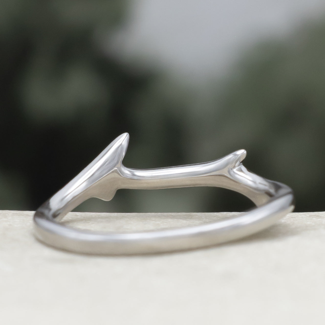 "Artemis" - Round Cut Moissanite Engagement Ring With An Antler Style Stacking Band
