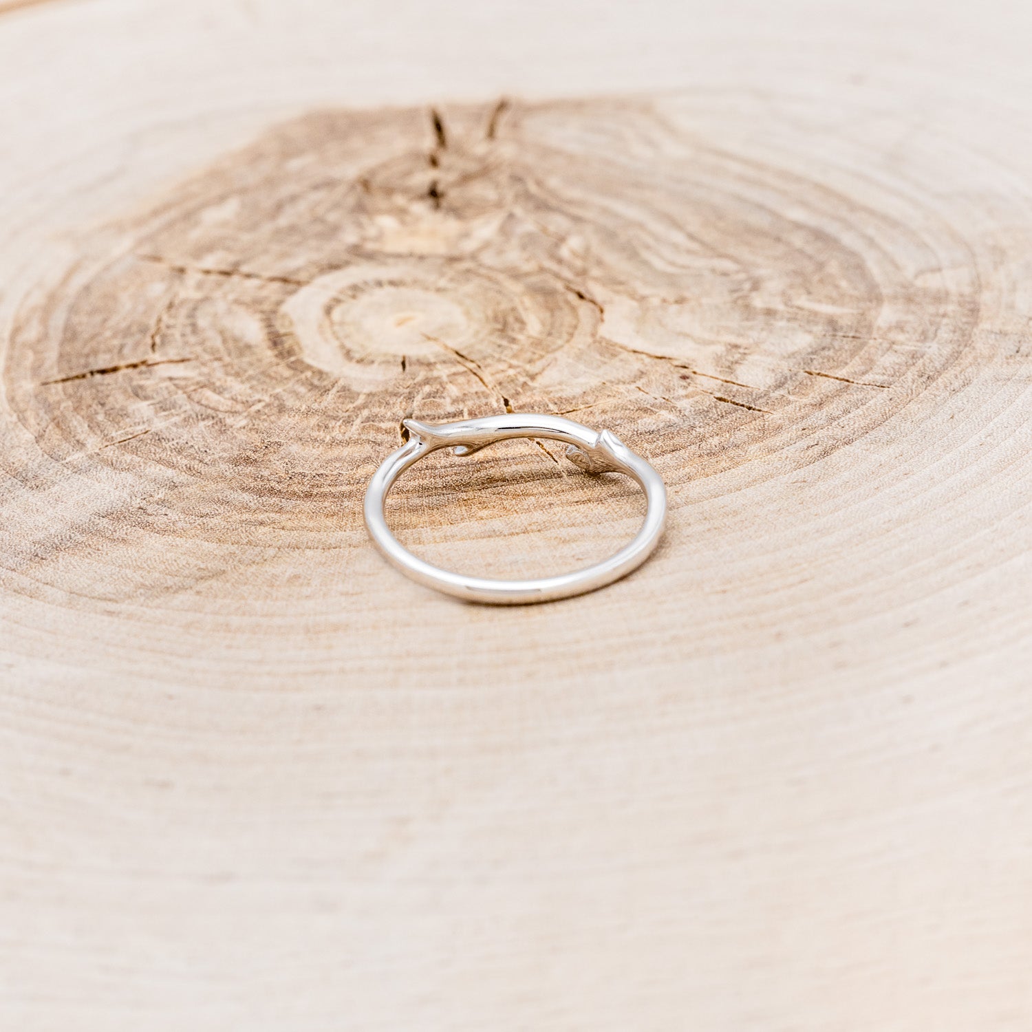 "ARTEMIS" STACKER - 14K GOLD ANTLER-STYLE STACKING BAND WITH A SINGLE DIAMOND ACCENT-17