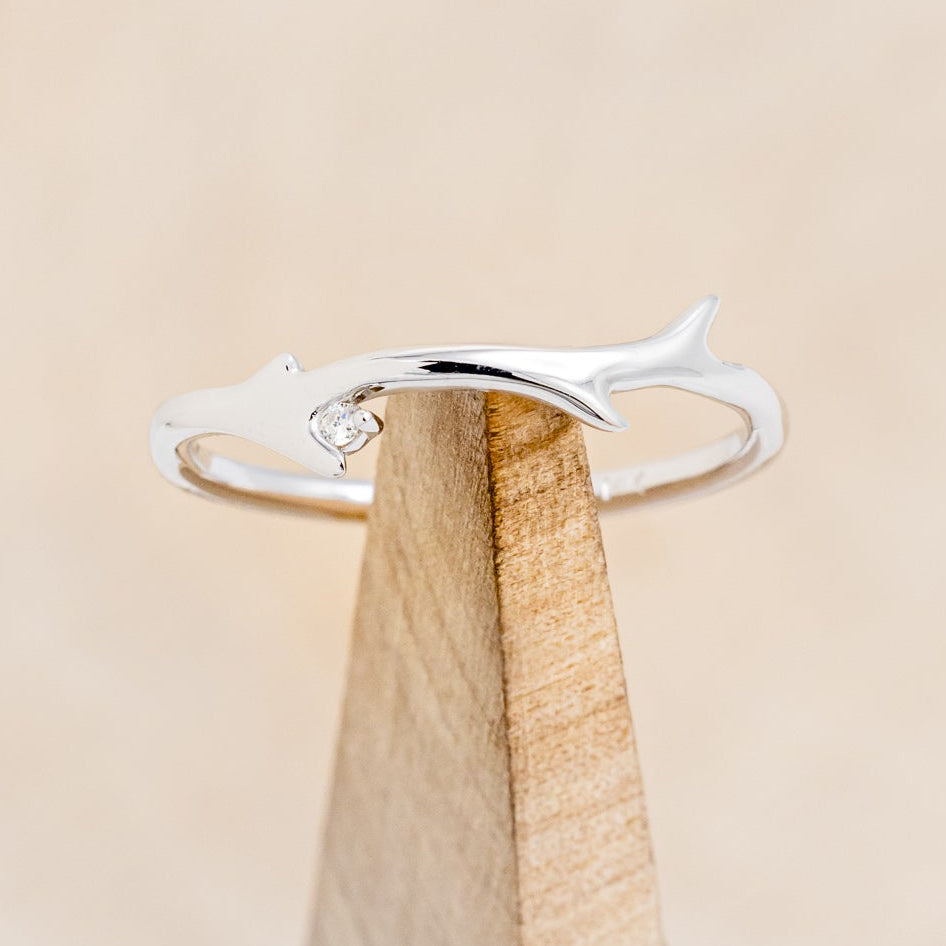 "ARTEMIS" STACKER - 14K GOLD ANTLER-STYLE STACKING BAND WITH A SINGLE DIAMOND ACCENT-13