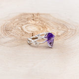 "ARTEMIS ON THE VINE" - KITE CUT AMETHYST ENGAGEMENT RING WITH DIAMOND ACCENTS & "BRIAR" BRANCH-STYLE TRACER-8