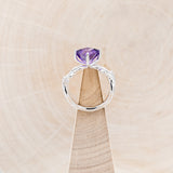 "ARTEMIS ON THE VINE" - KITE CUT AMETHYST ENGAGEMENT RING WITH DIAMOND ACCENTS & "BRIAR" BRANCH-STYLE TRACER