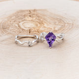 "ARTEMIS ON THE VINE" - KITE CUT AMETHYST ENGAGEMENT RING WITH DIAMOND ACCENTS & "BRIAR" BRANCH-STYLE TRACER